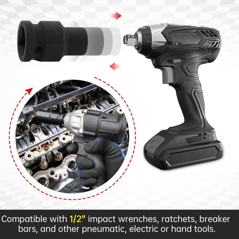SUNKOO 1/2 Inch Drive 9mm Deep Impact Socket, CR-MO 6 Point Heavy Duty Metric Axle Nut Socket for Easy Removal of Axle and Wheel Hub Nuts - Image 4